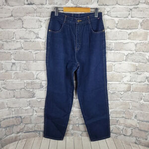 Vintage 80s Ribcage High Waist Jeans Pleated Waist  Taper Leg Cotton Size 12